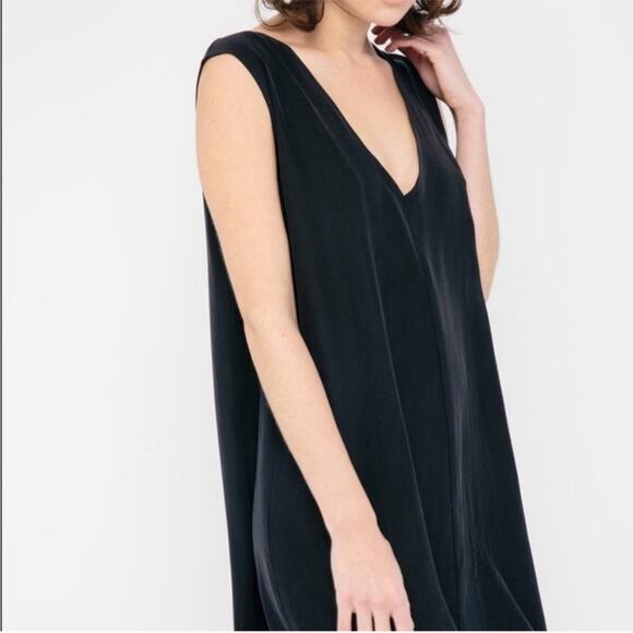 Elizabeth Suzann Marlena Nude Peach V Neck 100% Silk Knee Length Slip Dress XS - Picture 8 of 13